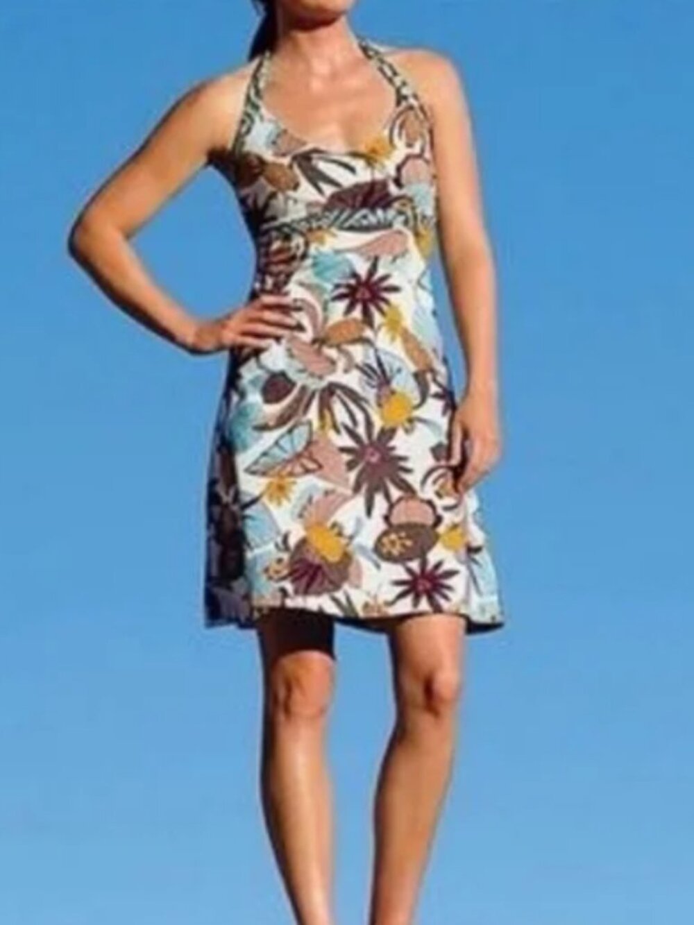 Patagonia Women's Size Medium Cream Floral Iliana Halter Dress